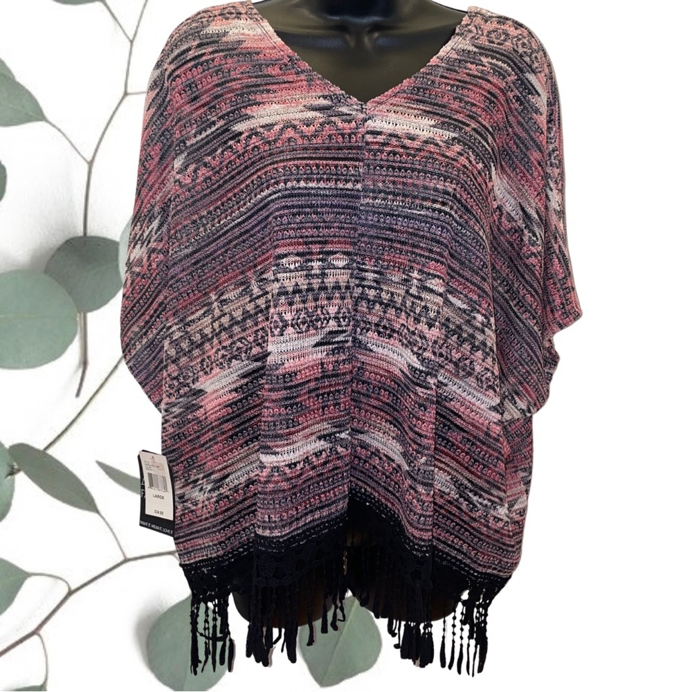 Women's Multicolor Knit Poncho Top